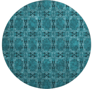 Premium Machine Washable Mayfield AMF564 Teal 8' x 8' Round Rug