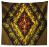 Cabalistic Yellow Fractal Design Abstract Wall Tapestry, 80"x68"