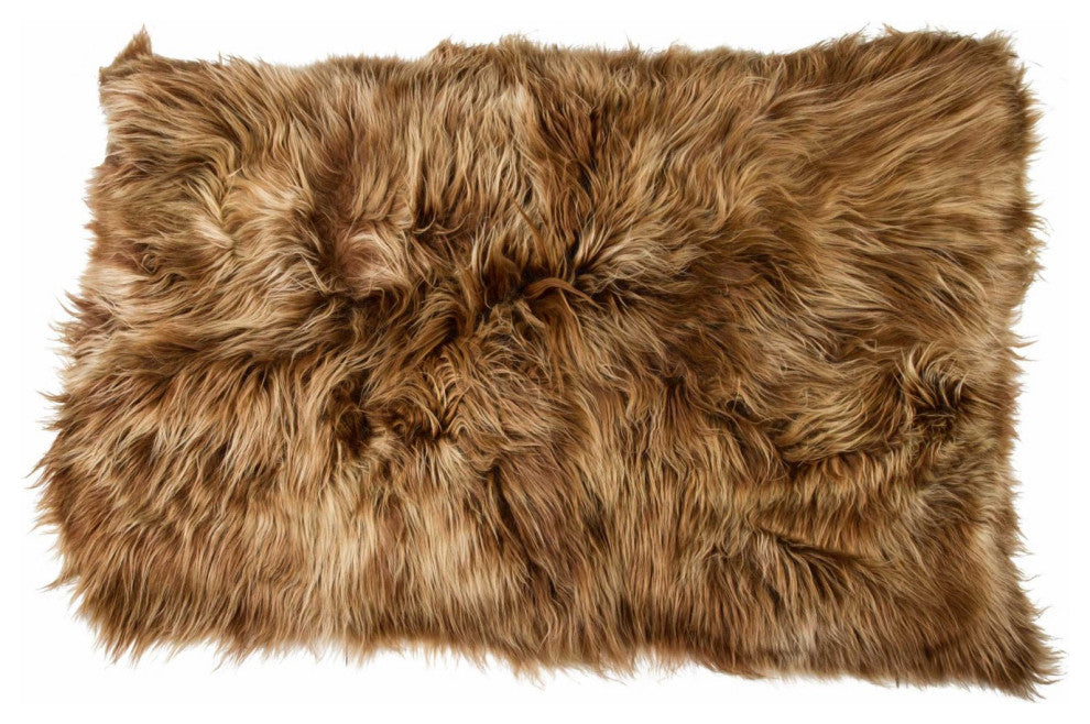 HomeRoots 48" x 72" x 2" Fox Sheepskin Long-haired Area Rug