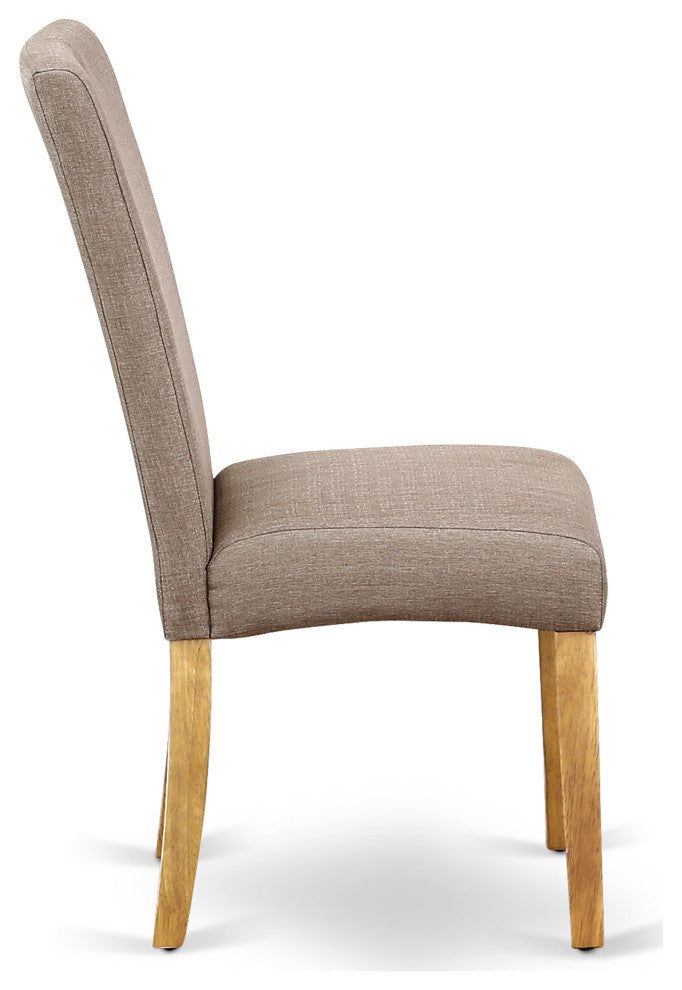 5Pc Square 36" Table, Four Parson Chair, Fabric- Dark Khaki Color