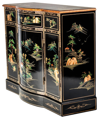 Black Lacquer Curved Sideboard Landscape