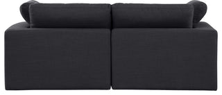 Comfy Upholstered Modular Sofa, Black, 2-Piece: 2 Corner Chair, Linen Textured Fabric