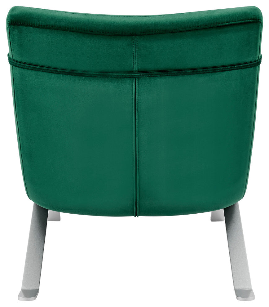 Gilda Lounge Chair, Green Velvet With Silver Base