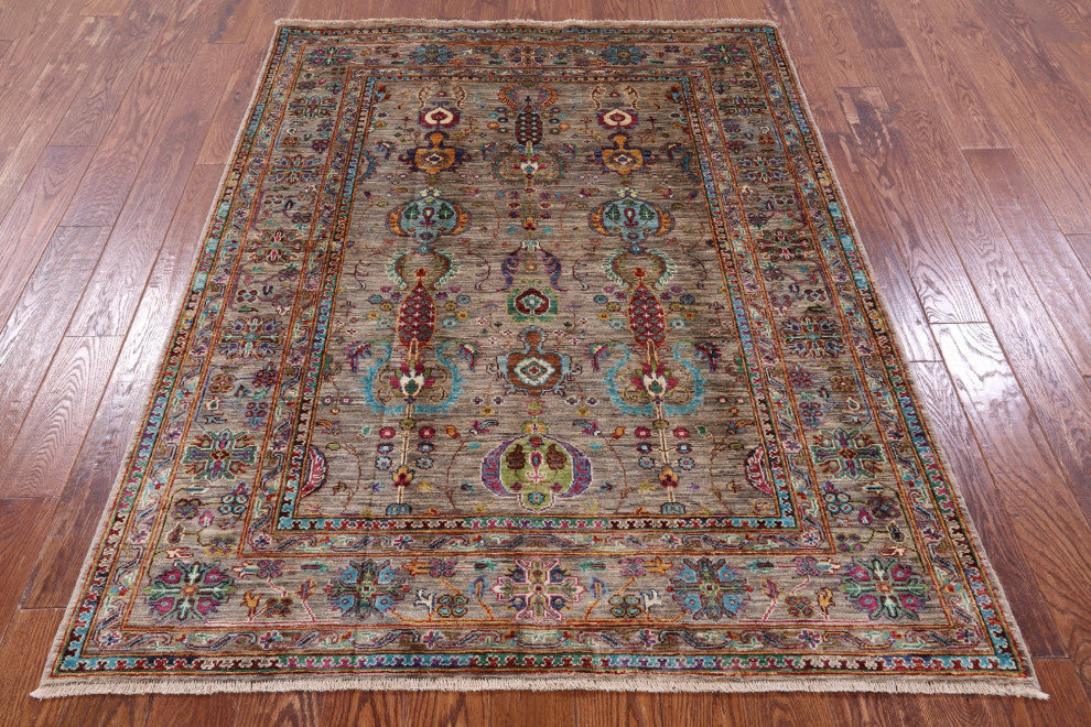 Persian Tabriz Handmade Wool Rug 4' 10" X 6' 4" - Q12196