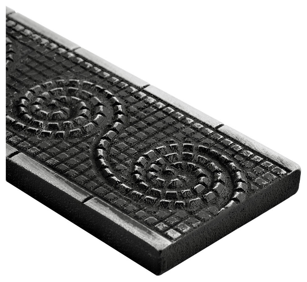 Wave Border Tile Trim Matt Iron Black 2"x6", Set of 5