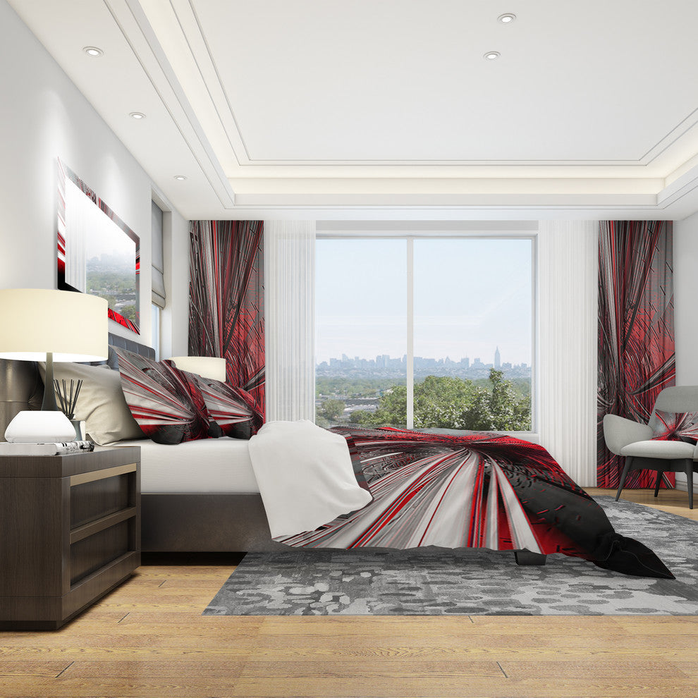 Fractal 3D Deep into Middle Modern and Contemporary Duvet Cover Set, King + 2 Sh