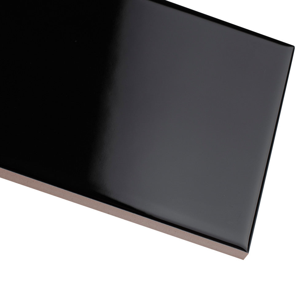 Crown Heights Ceramic Wall Tile, Glossy Black