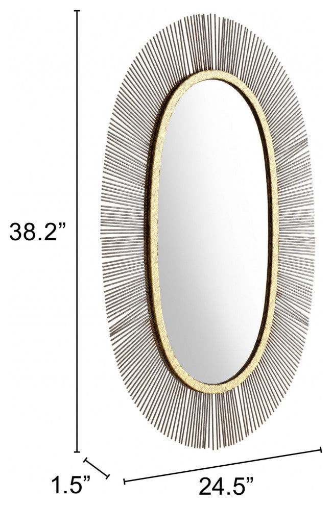 Black and Gold Oval Mirror