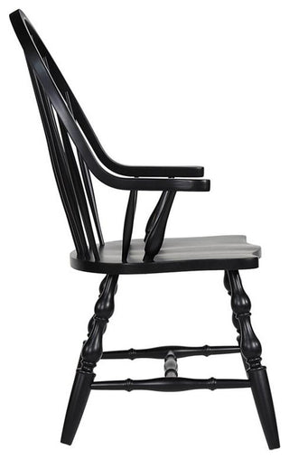 Black Cherry Selections Windsor Spindleback Dining Arm Chair, Antique Black