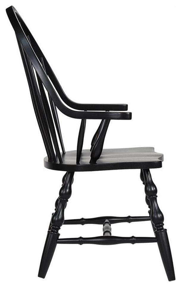 Black Cherry Selections Windsor Spindleback Dining Arm Chair, Antique Black