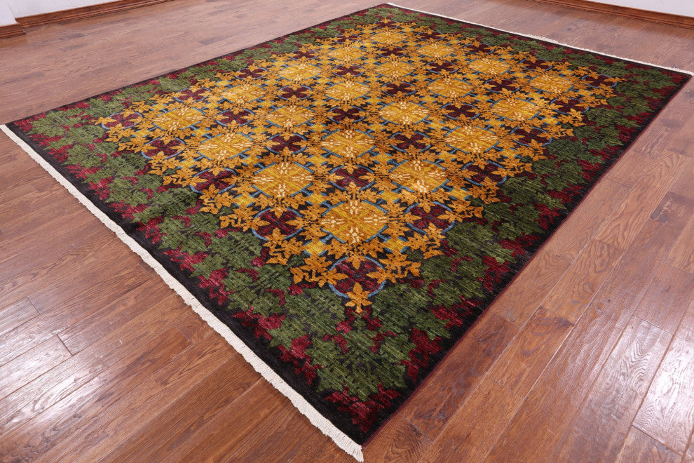 9' 1" X 11' 7" William Morris Hand-Knotted Wool Rug Q4576