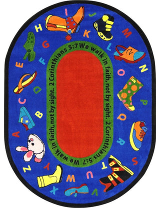 Kid Essentials Rug, Walk In Faith, 7'8"x10'9" Oval
