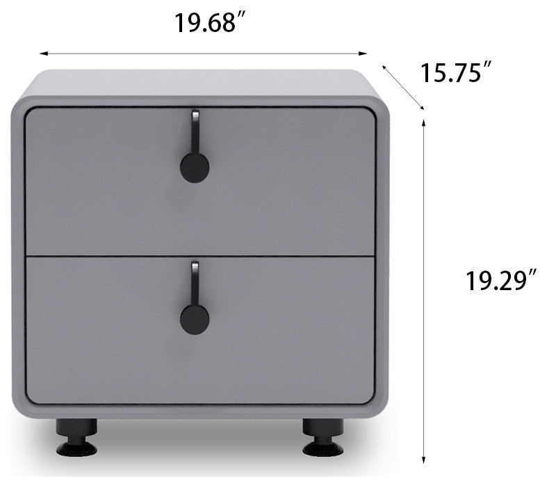 Modern Night Stands with Adjustable Metal Stubby Legs&Dual Drawers