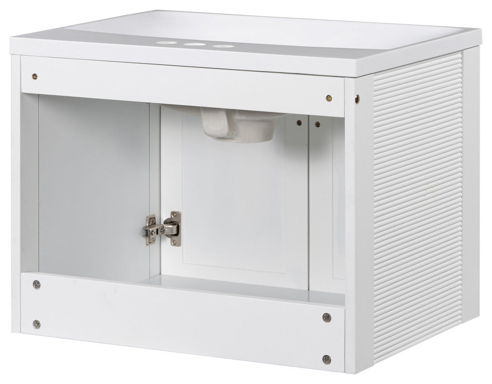 24 inch MDF Wall-Mounted Bathroom Vanity Set Integrated Ceramic Sink