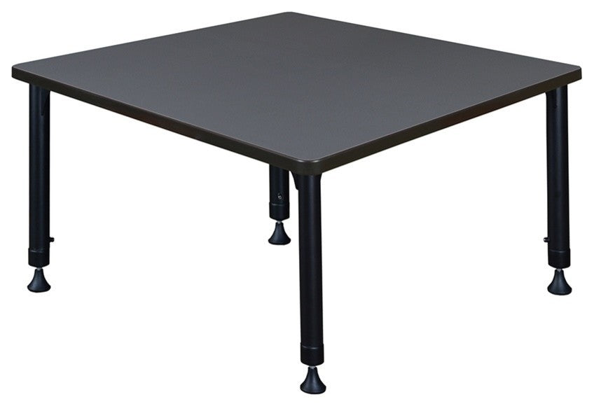 Kee 42" Square Height Adjustable Classroom Table, Gray