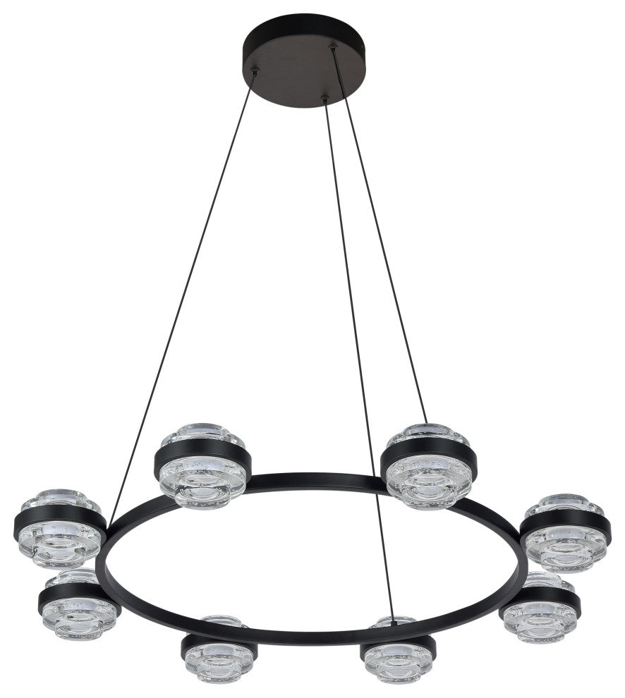 Milano 33" ETL Certified Integrated LED Height Adjustable Chandelier, Black
