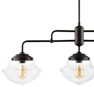Avery 37.5" 3-Light Industrial Farmhouse Iron/Glass Linear Pendant Bronze/Clear