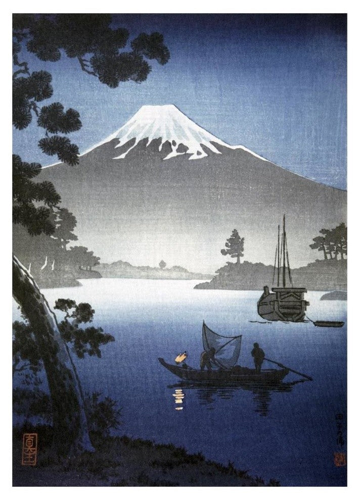 "Japanese Print (Mount Fuji from Tagonoura) By Shinsei" Paper Art, 23"x32"