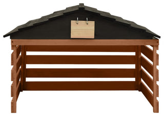 vidaXL Firwood Robotic Lawn Mower Garage Black and Brown Patio Lawnmower Roof