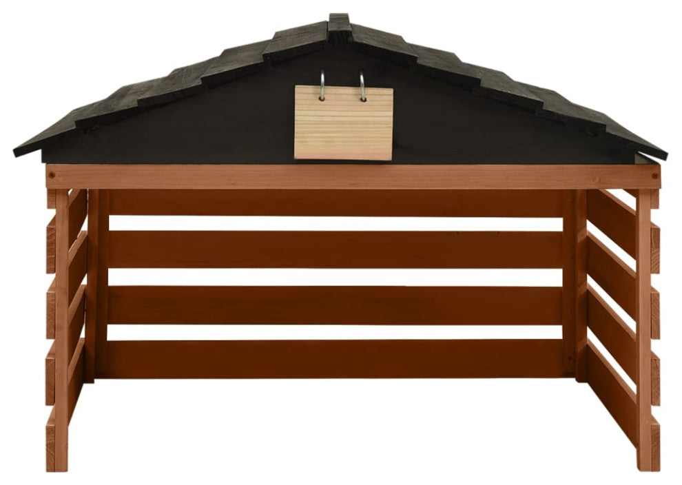 vidaXL Firwood Robotic Lawn Mower Garage Black and Brown Patio Lawnmower Roof