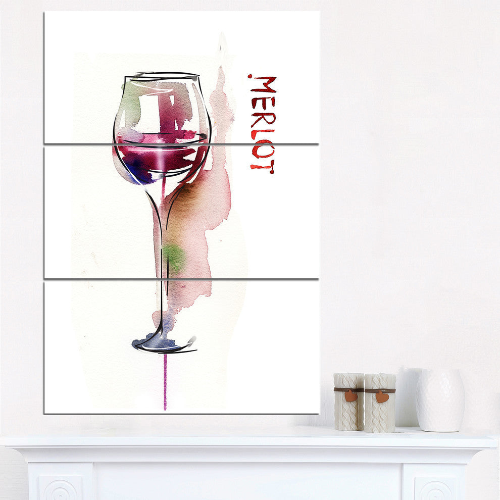 "Red Wine" Glossy Metal Wall Art, 3 Panels, 28"x36"