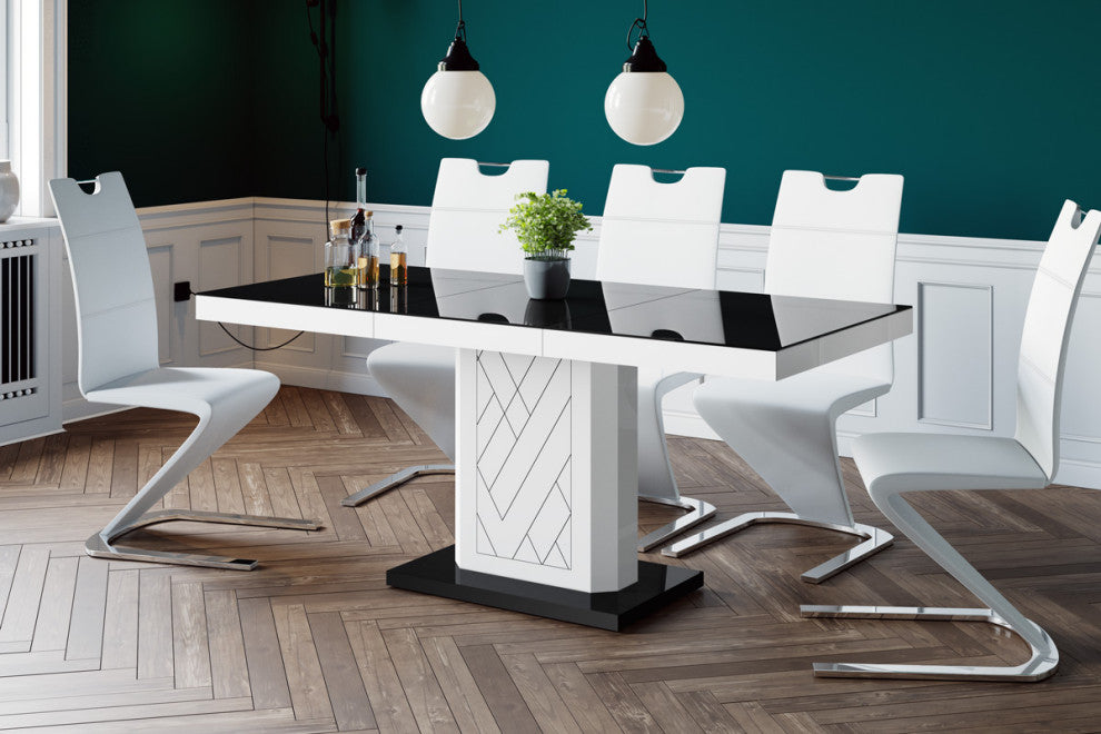 RIVA Dining Set, Black/White/ White