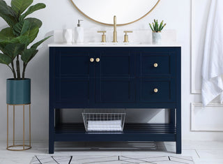 Tobias 42" Single Bathroom Vanity, Blue With Backsplash