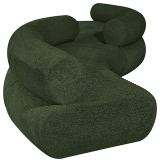 Bale Cream Chenille Fabric Modular Sofa, Green, 4-Piece, S-Shaped