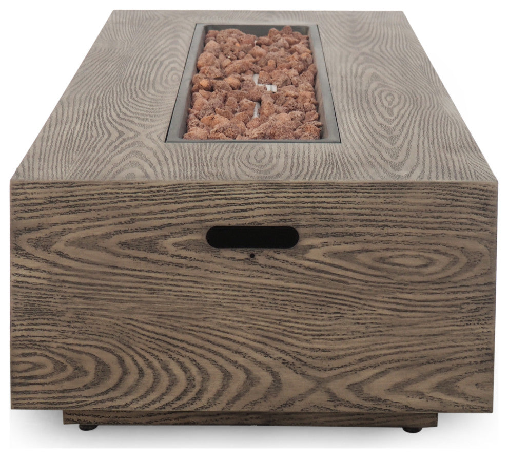 Hearth Outdoor 50,000 BTU Rectangular Fire Pit, No Tank Holder, Brown Wood Patt