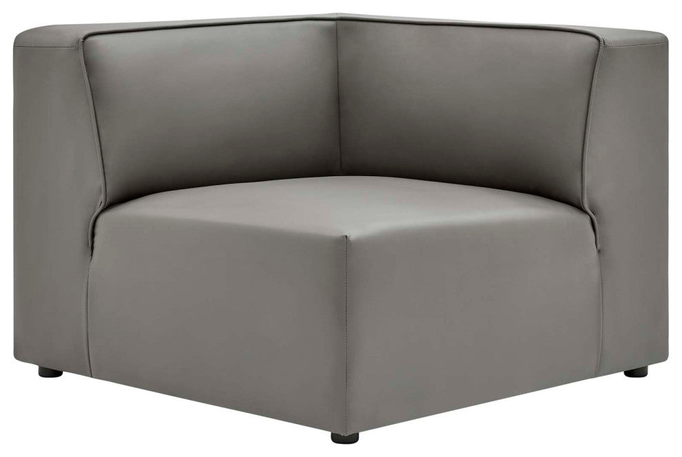 Mingle Vegan Leather 7-Piece Sectional Sofa, Gray