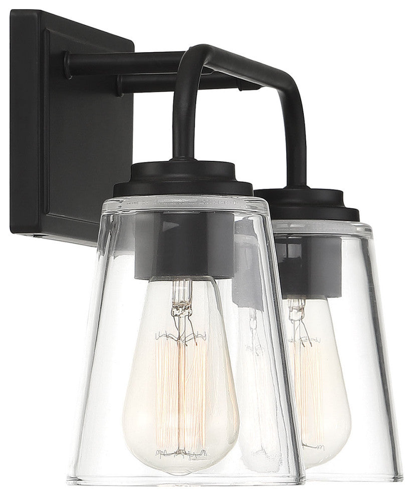 2-Light Bathroom Vanity Light, Matte Black
