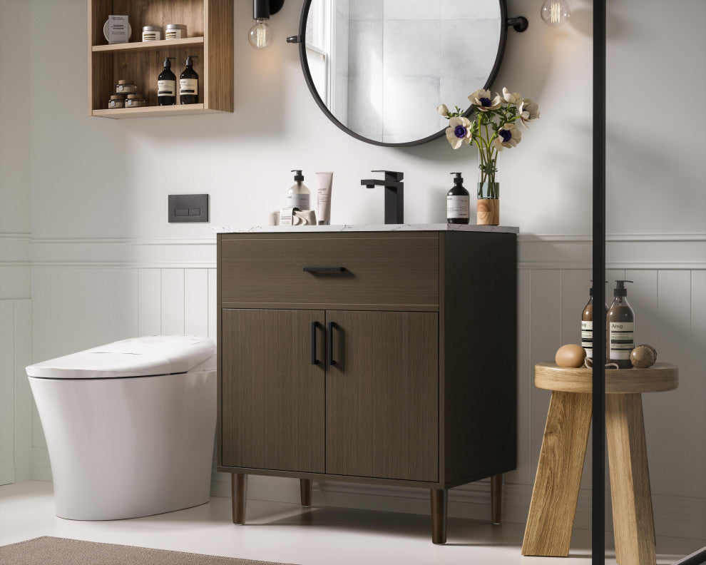 Home Living 30" Single Bathroom Vanity, Mocha Brown