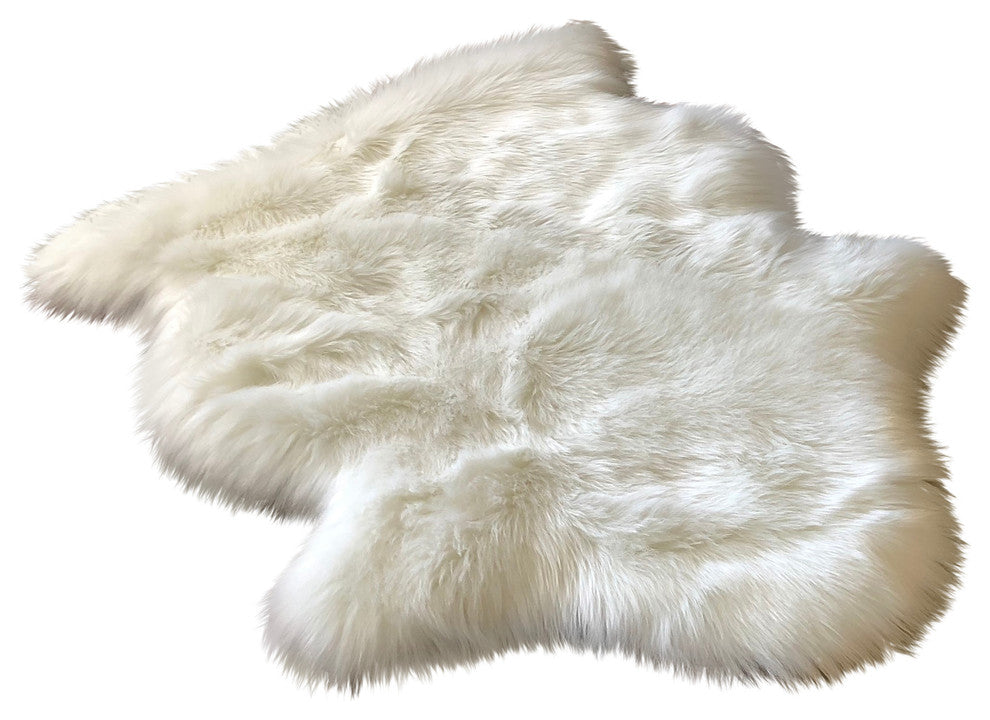 Super Soft Faux Sheepskin Silky Shag Rug, White, 2'x3'