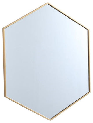 Elegant Decor Eternity 35" x 41" Hexagonal Metal Frame Mirror in Brass