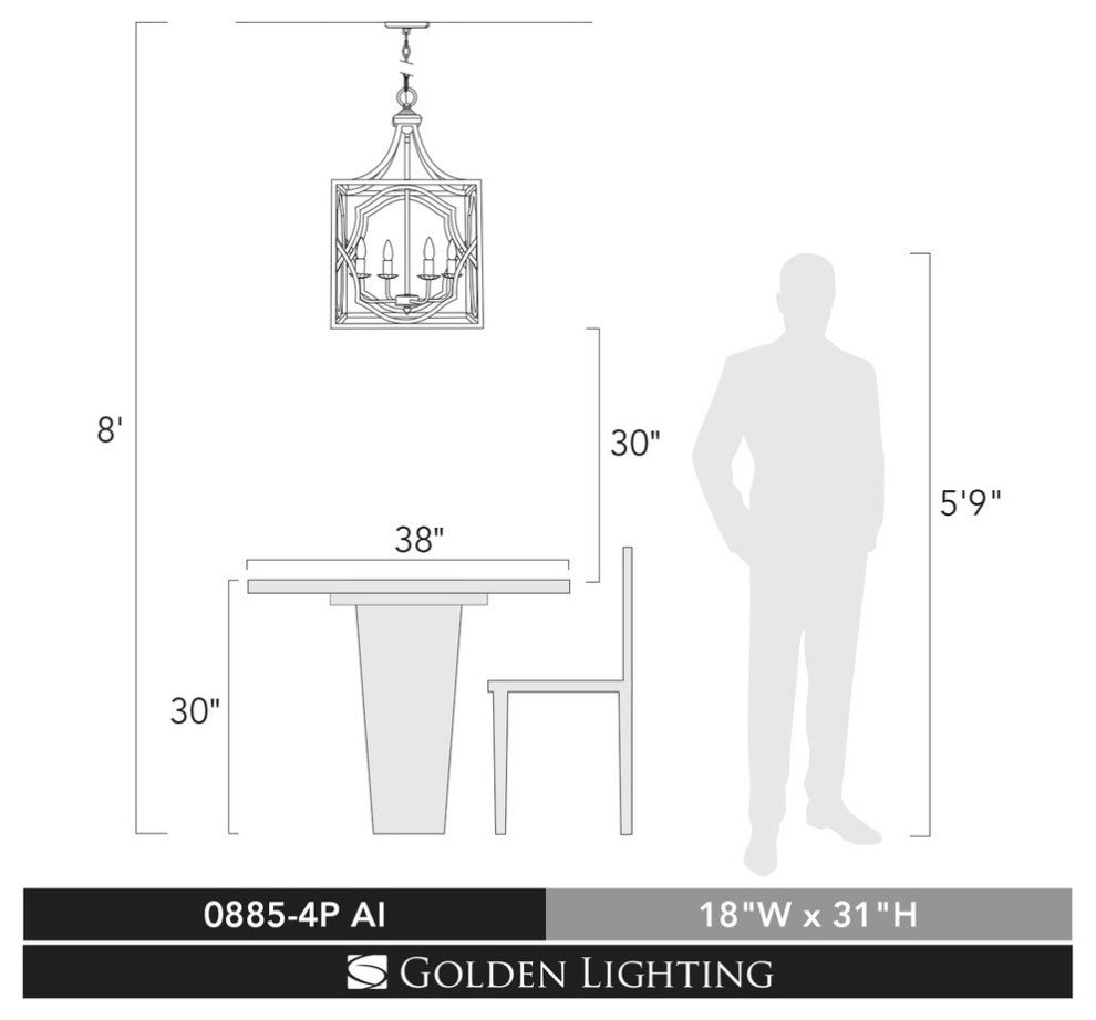 Laurent 4-Light Pendant, Antique Ivory