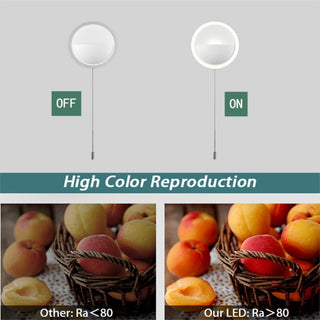 Simple Round Acrylic LED Wall Sconce 13W-4000K With Pull Chain Switch