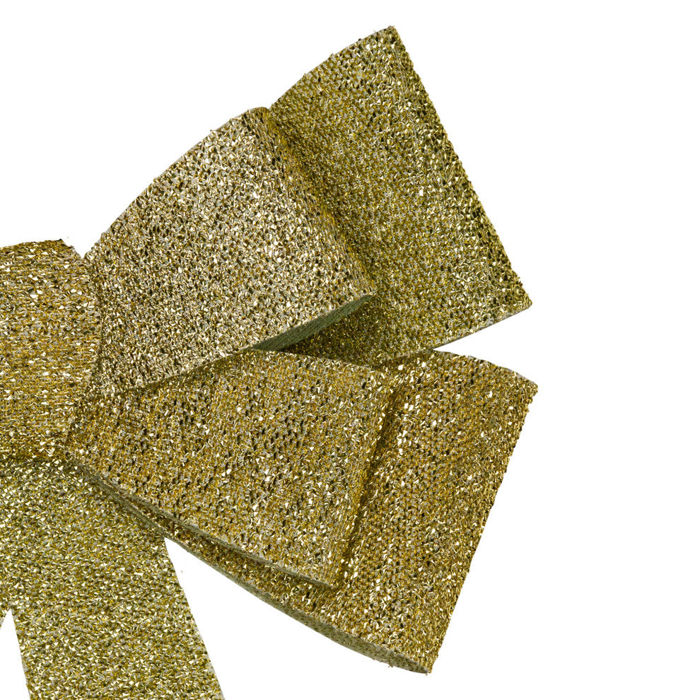 24" LED Lighted Gold Tinsel Bow Christmas Decoration