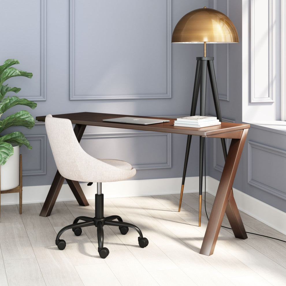 Computer Work Desk, Rectangular, Wood, Walnut, Home Business Office Furniture