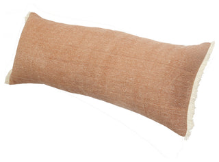 Caramel Fringed Cotton Throw Pillow, 14" X 36"