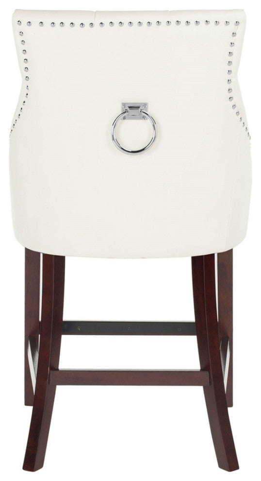 Safavieh Eleni Tufted Counterstool, White/Espresso