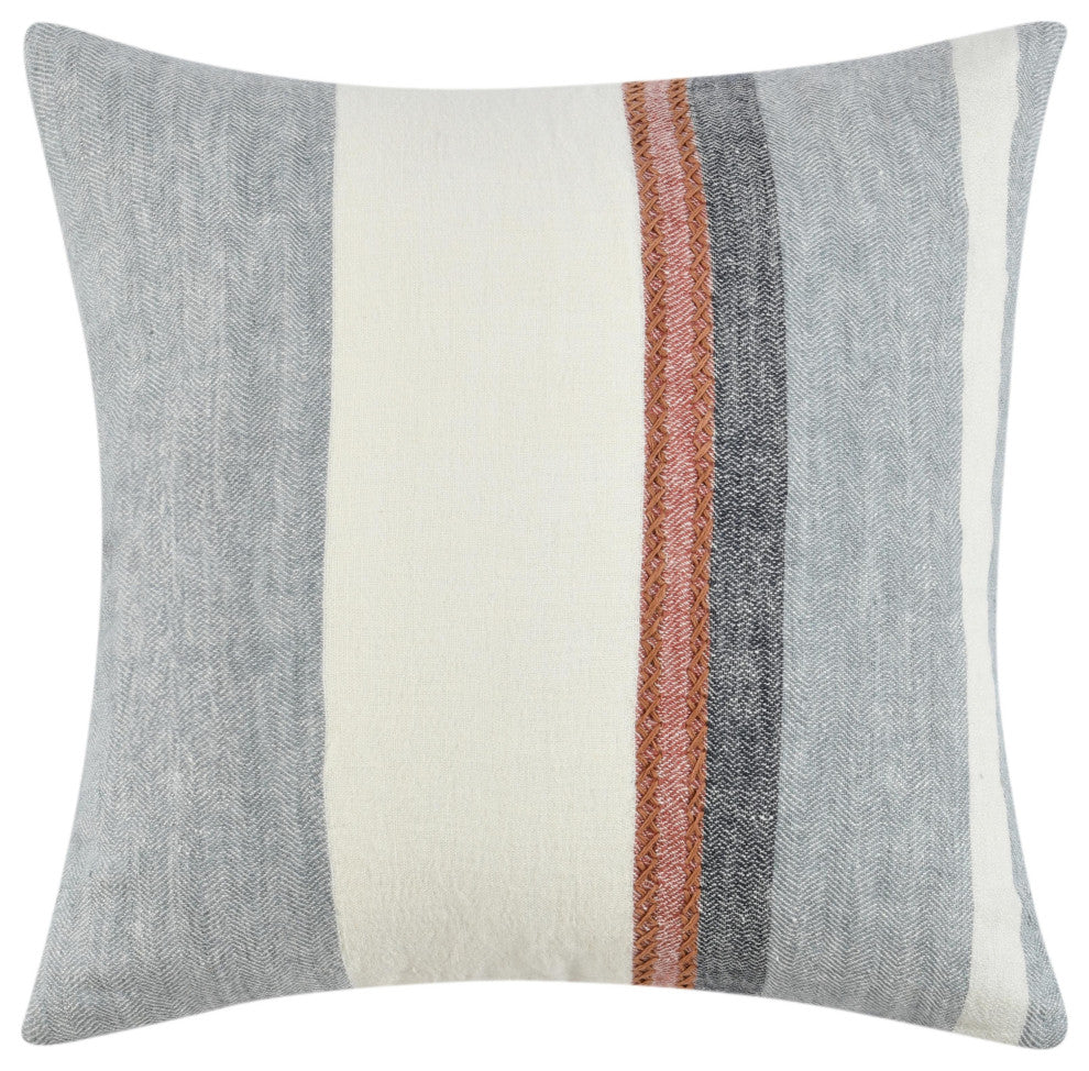 Caylor 22" Belgian Linen Blend Multicolor Throw Pillow by Kosas Home