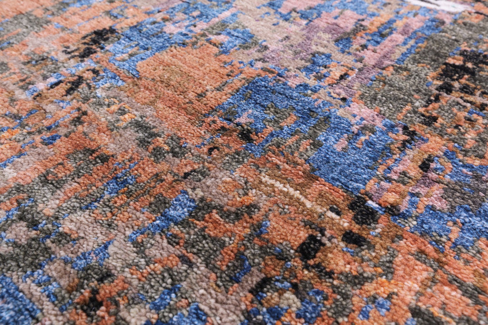 Wool and Silk Abstract Handmade Rug 8' 1" X 10' 1" Q8880