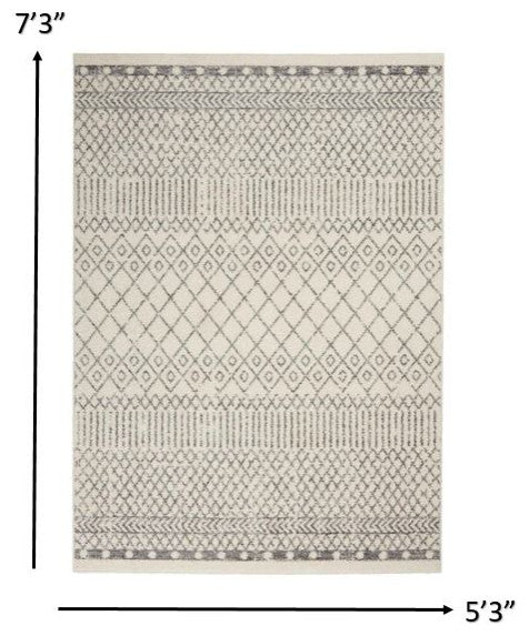 5' X 7' Gray Geometric Power Loom Area Rug