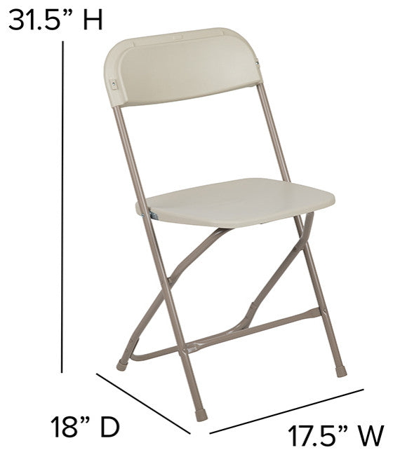 Hercules Series Plastic Folding Chair - 2 Pack 650LB Weight Capacity, Beige