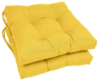 16-inch Solid Twill Square Tufted Chair Cushions (Set of 2)