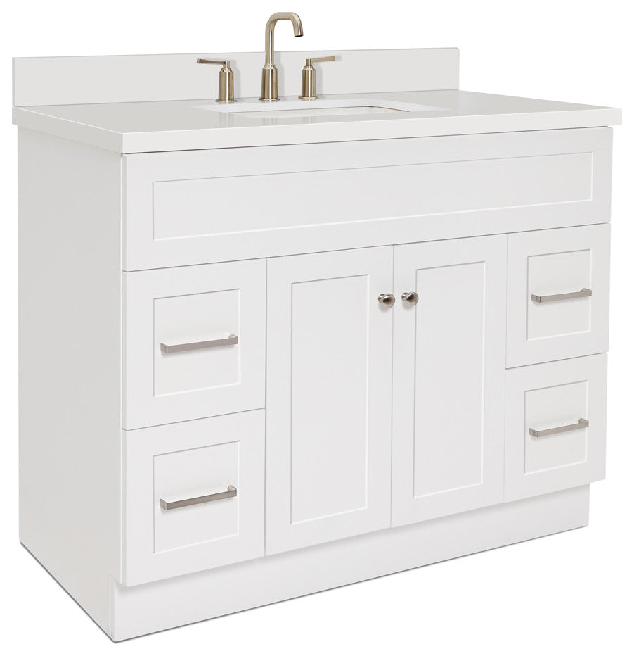 Ariel Hamlet 43" Rectangle Sink Bath Vanity, 1.5" White Quartz