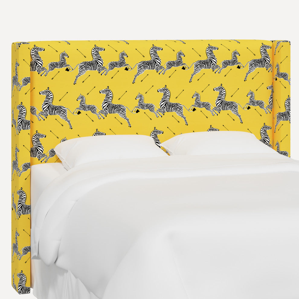 Red from Scalamandre Queen Hudson Headboard, Zebras Sunbeam