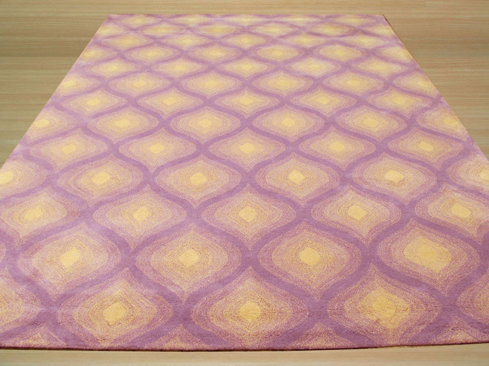Hand-Tufted Wool Purple Contemporary Transitional Paris Rug, 5' X 8'