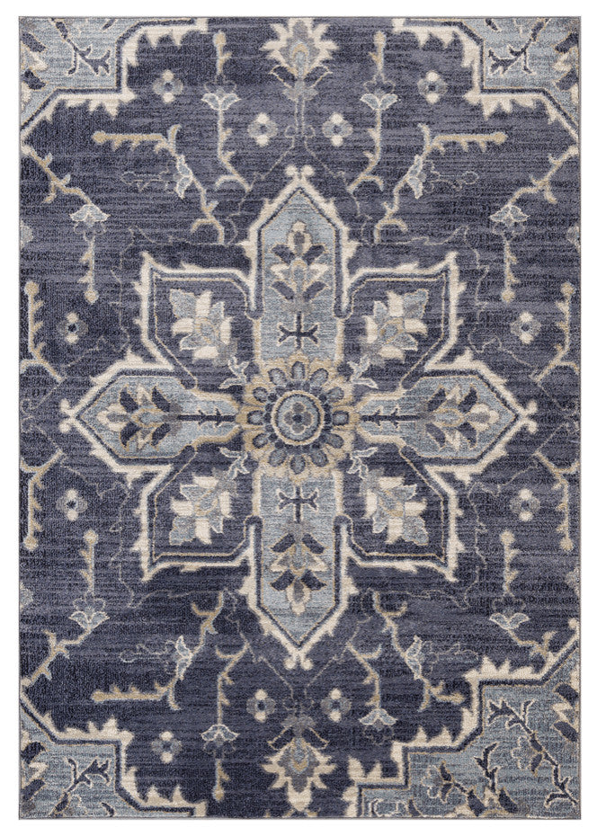 9' x 12' Purple and Ivory Medallion Power Loom Area Rug
