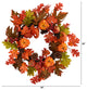20" Autumn Assorted Maple Leaf, Pumpkin Gourd, Pinecone & Berry Faux Fall Wreath